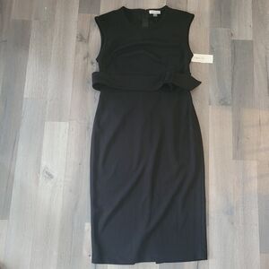 NWT Calvin Klein Elegant Black Sleeveless Dress With Belt Size 6